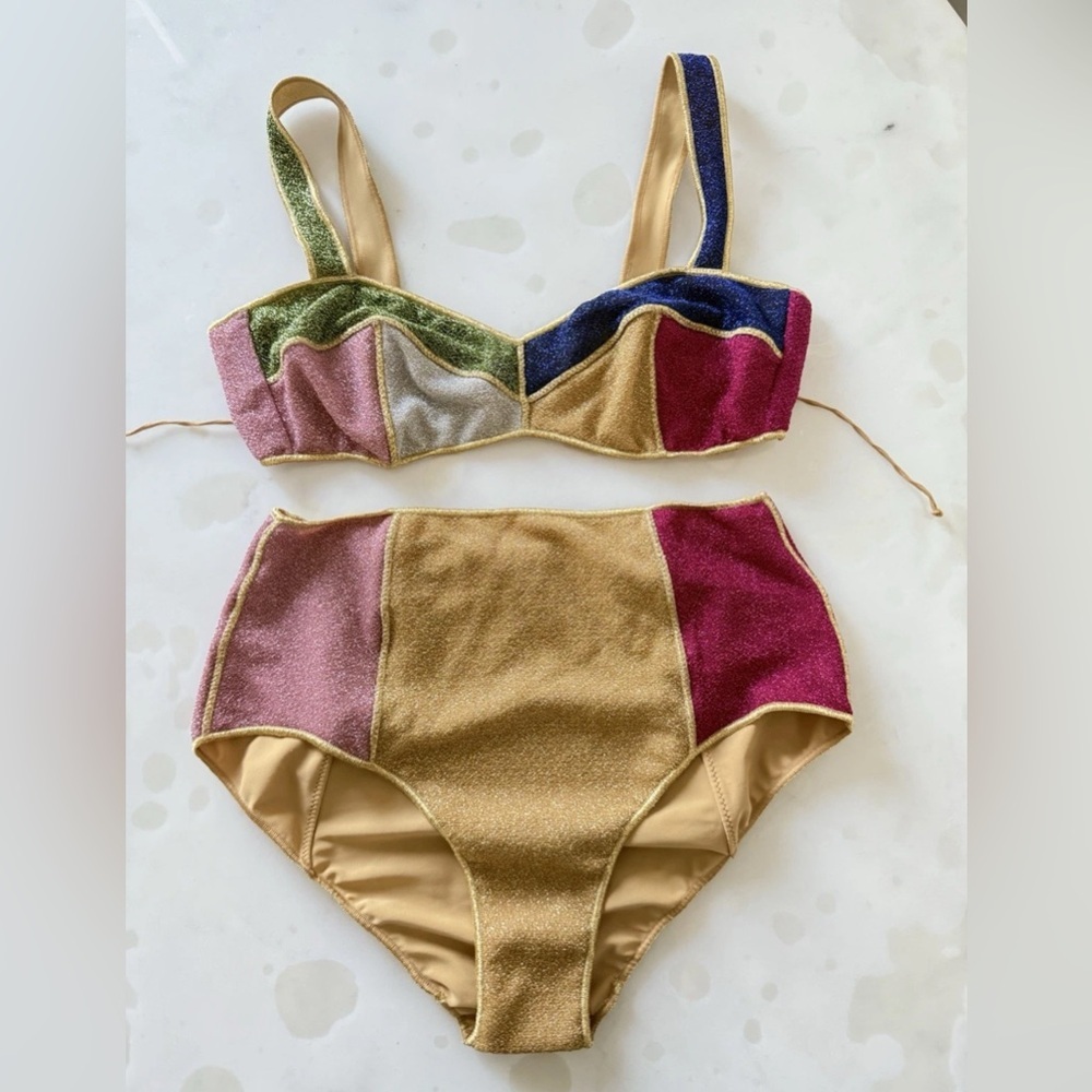 Oseree glitter colorblock bikini lumiere
